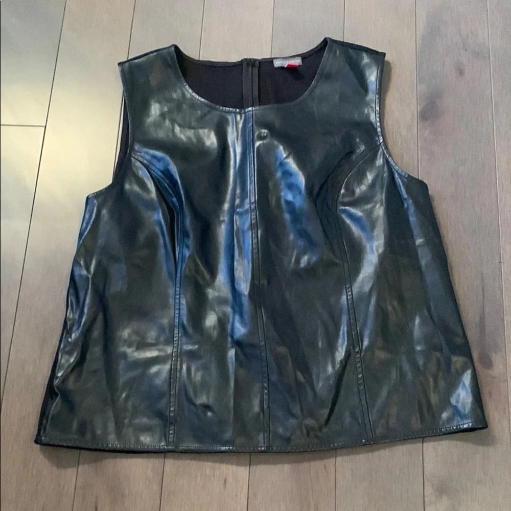Vince Camuto Black Leather Top - Picture 7 of 8